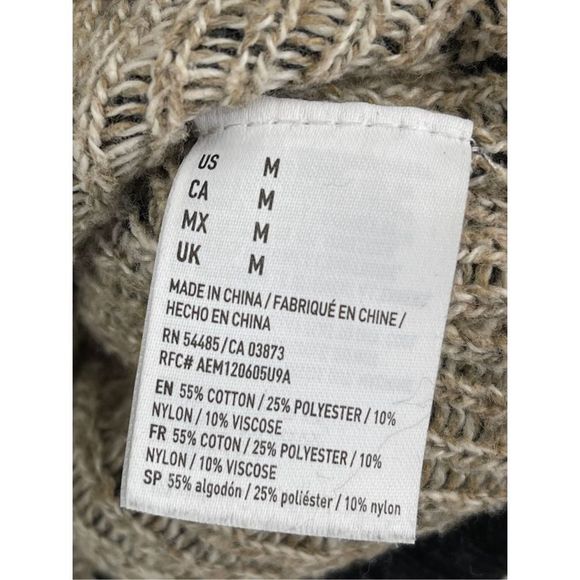 American Eagle Sweater Men’s Medium Mock Neck Fair Isle Charcoal Gray Holiday - Picture 8 of 13